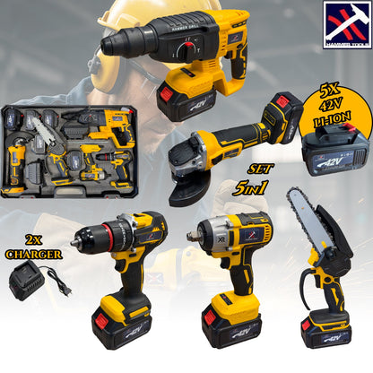 HAMMER TOOLS 5u1 Set - 5 baterija 42V