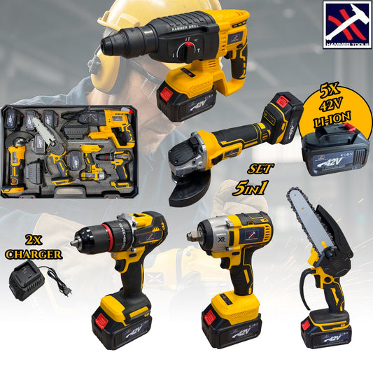 HAMMER TOOLS 5u1 Set - 5 baterija 42V