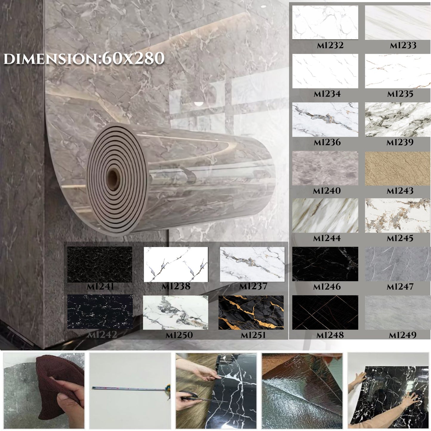 Folia dekoracyjna PVC 3D samoprzylepna 60x280cm