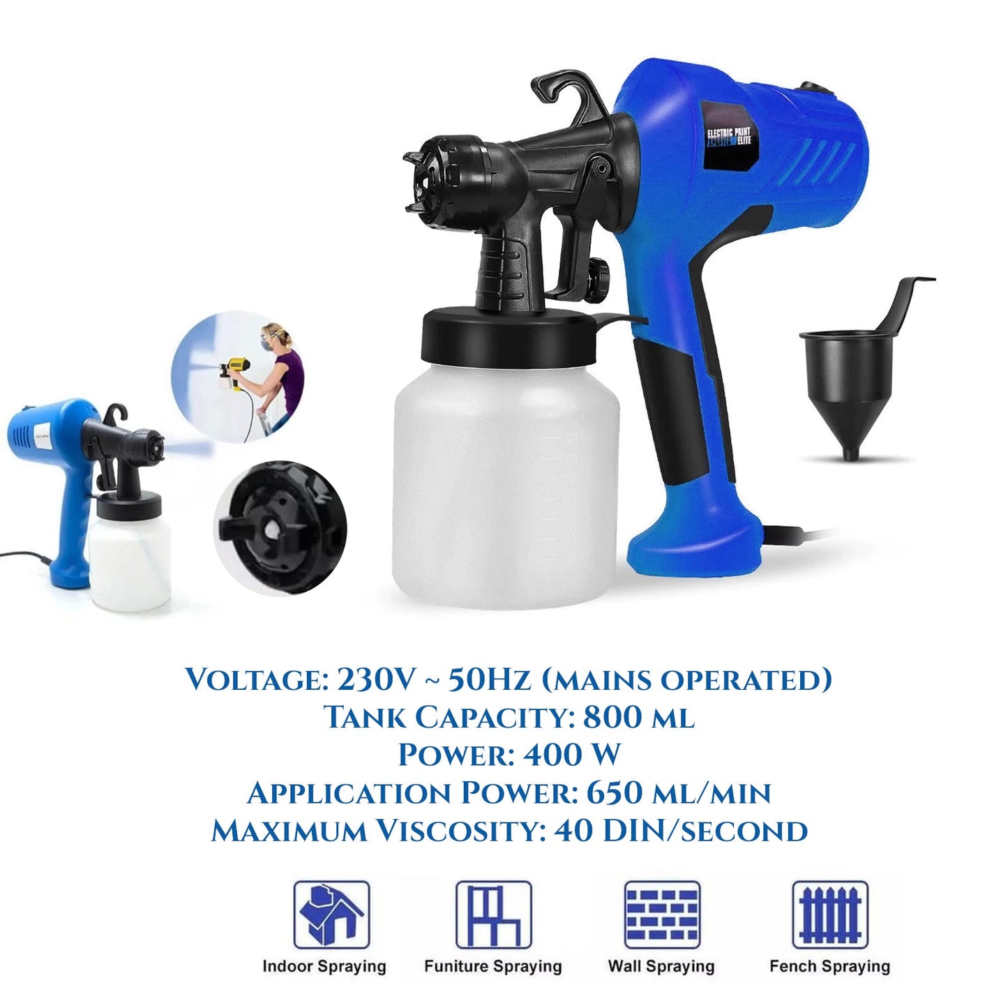 Kompresor elektryczny do farb 800ml z przedłużkami