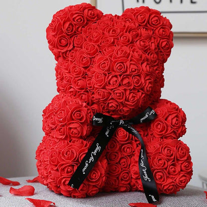 Miś z czerwonych róż 40cm