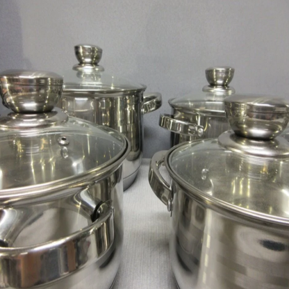 12-częściowy zestaw naczyń kuchennych o dużej wytrzymałości, wykonany ze stali nierdzewnej 18/10