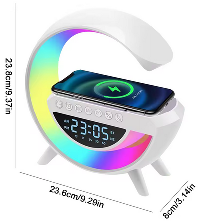 LAMPA 4w1, ŁADOWARKA BEZPRZEWODOWA, GŁOŚNIK BLUETOOTH Z ZEGAREM