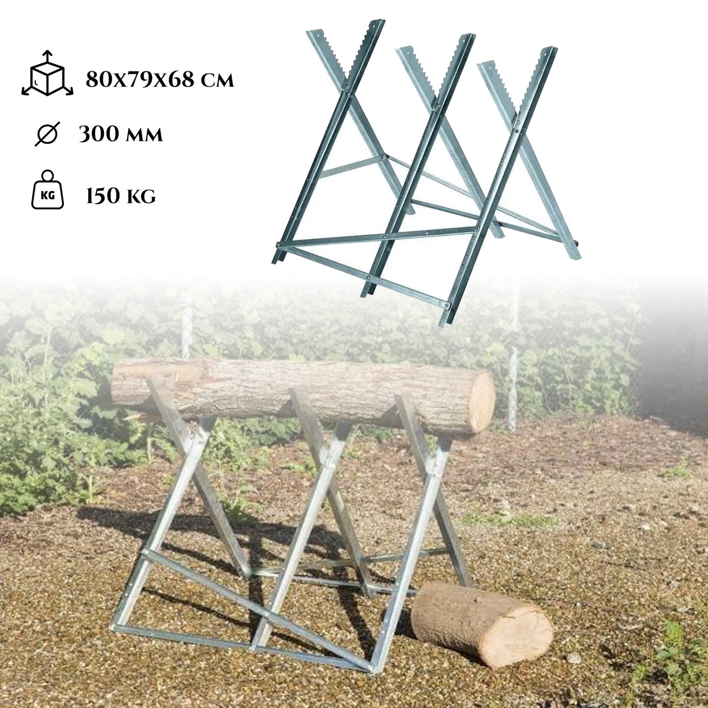 Metalowy stojak do cięcia drewna - 150 kg