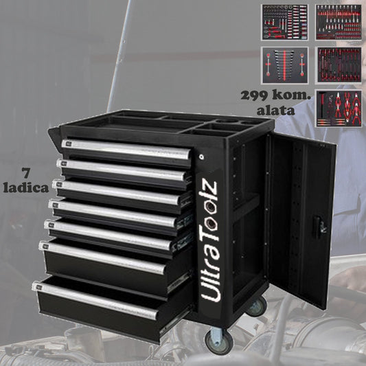 Wózek narzędziowy warsztatowy 299 części - 7 szuflad