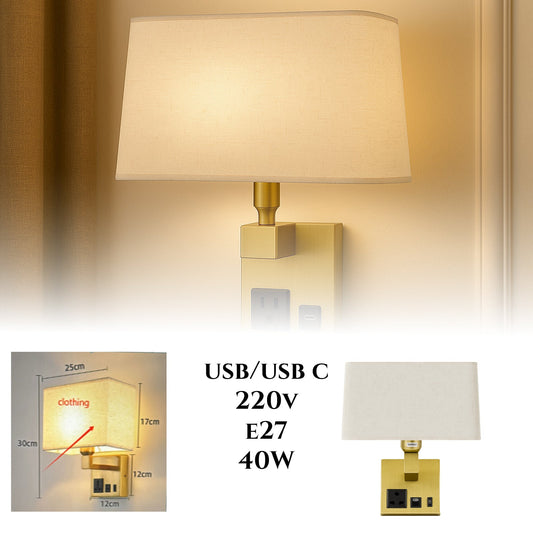 Kinkiet z wbudowanym ładowaniem USB/USB-C i gniazdem