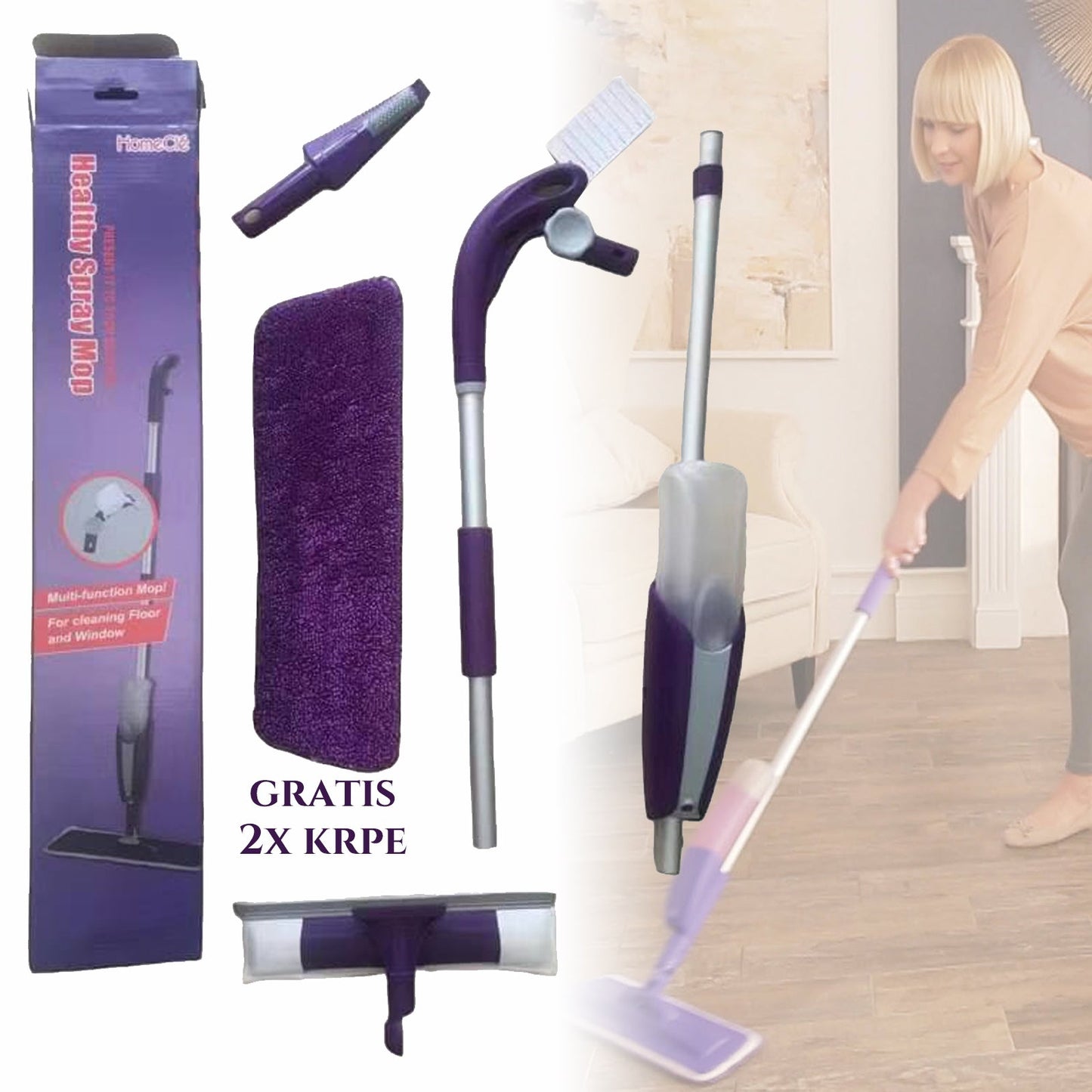 MOP Z NATRYSKIEM Z 2 GRATISOWYMI ŚCIERKAMI