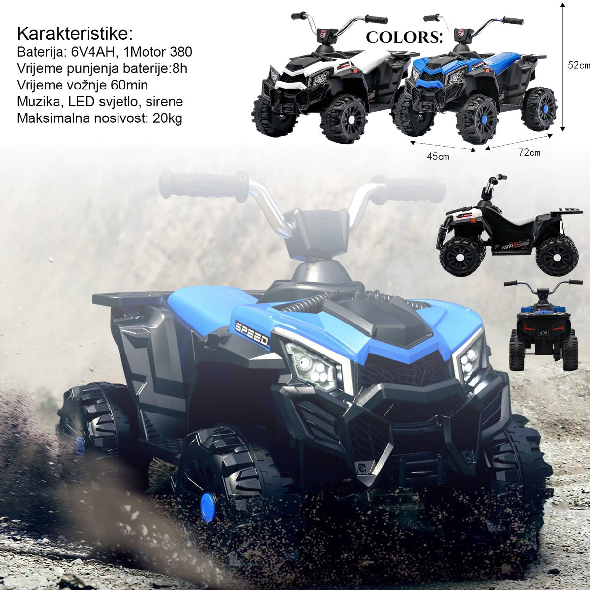 Dziecięcy elektryczny quad SPEED