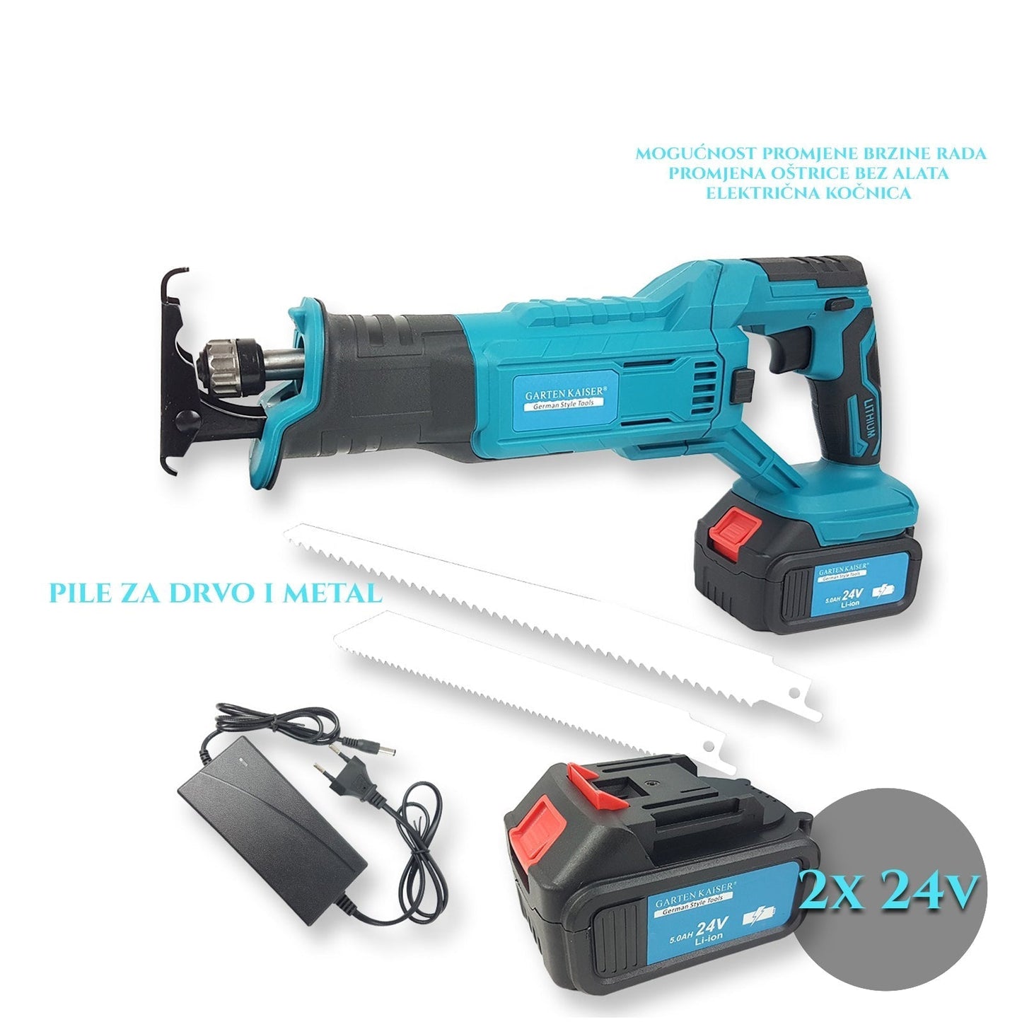 PIŁA BEZPRZEWODOWA 24V X2 BATERIE